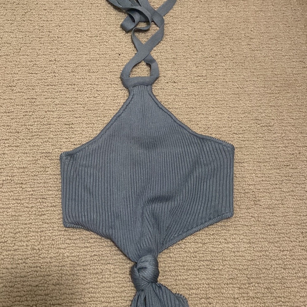Cult Gaia Blue Halter Cutout Cameron Dress - Picture 5 of 7